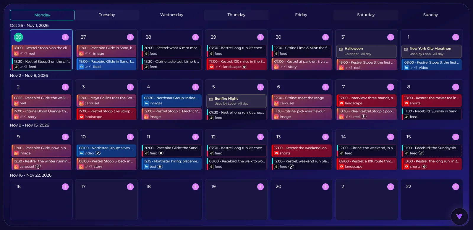 Content Planner in the VidPlate demonstration workspace